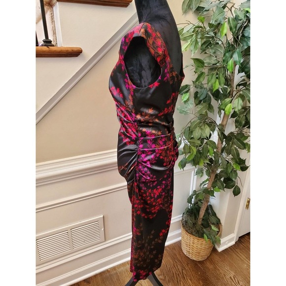 London Style Women Floral Polyester Square Neck Sleeveless Knee Length Dress 12 - Picture 9 of 14